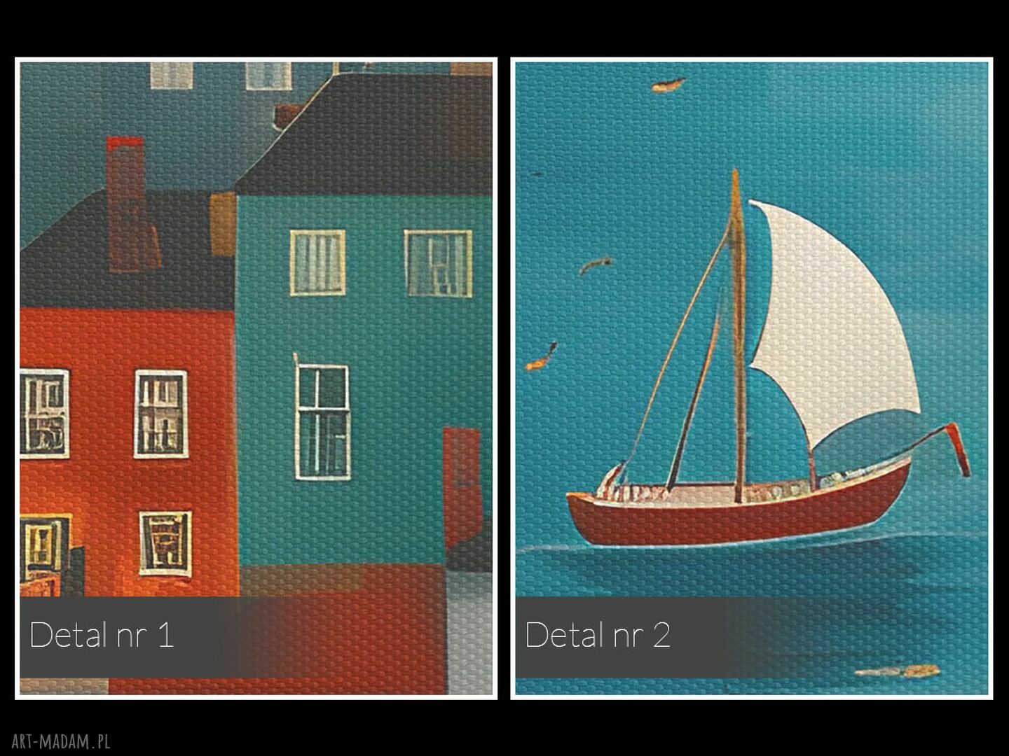 Kolorowy obraz na płótnie „Miasto - Las - Port” 120x80 cm