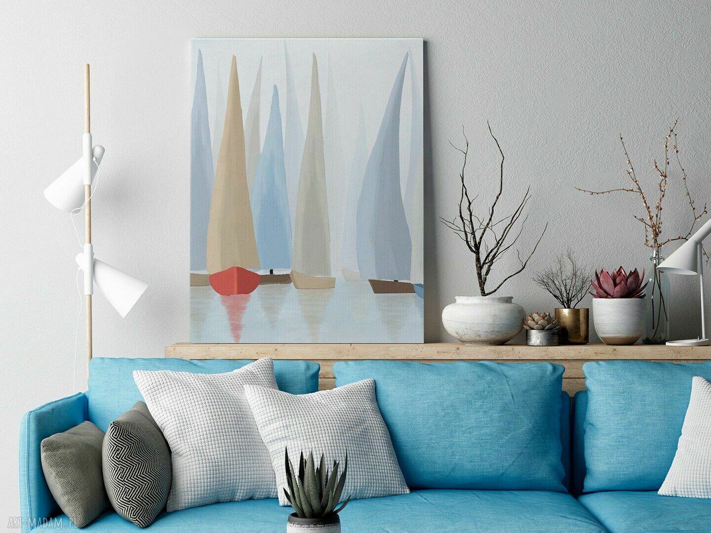 Obraz na płótnie Żaglówki Regaty Pastelowy - 50x70 cm (w pionie)