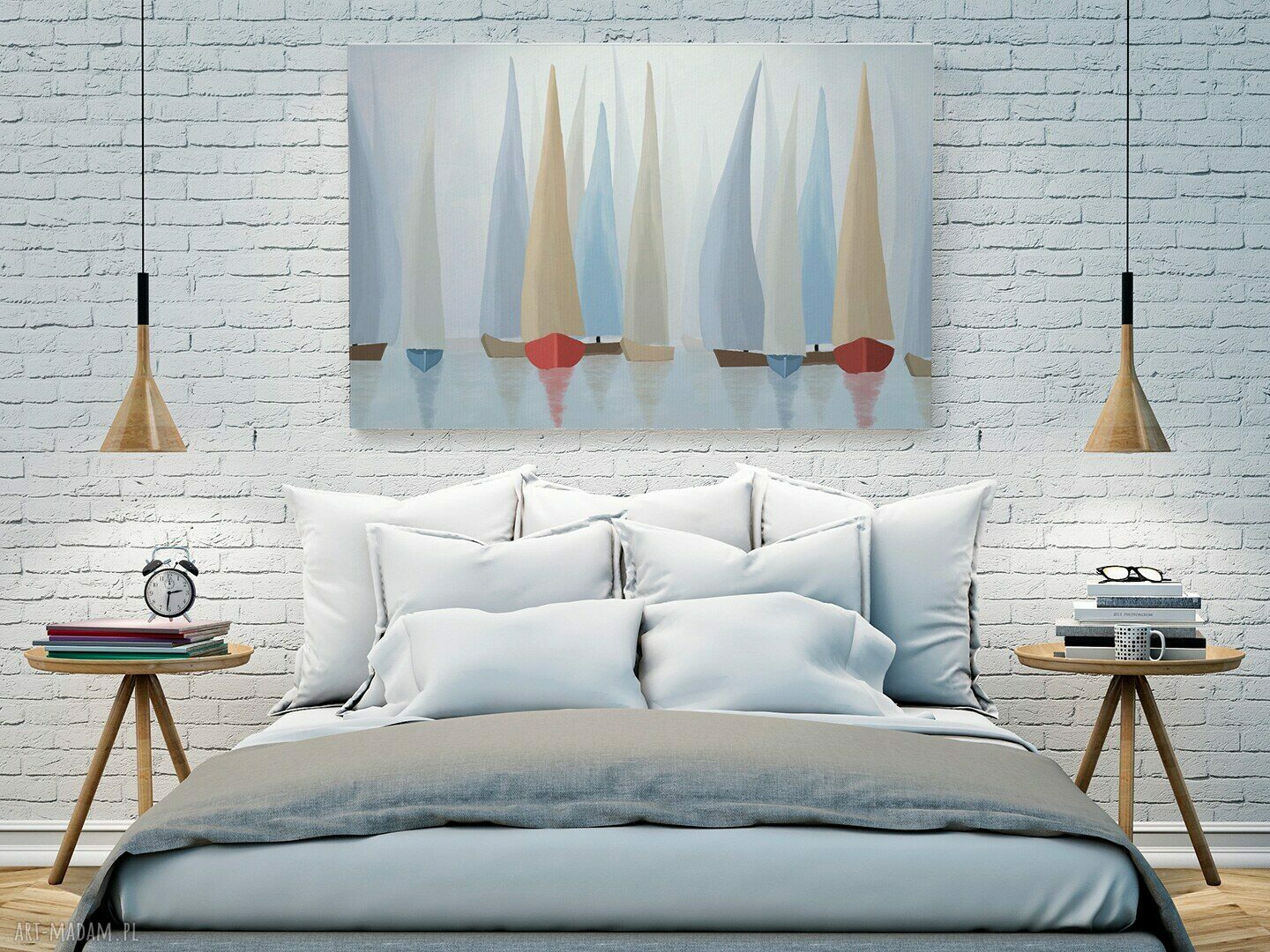 Obraz na płótnie Żaglówki Regaty Pastelowe 120x80 cm