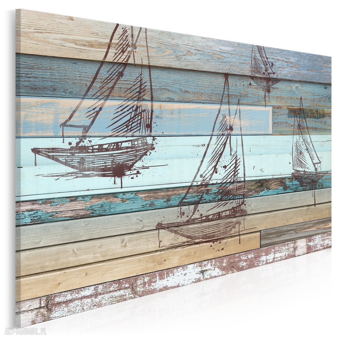 Obraz na płótnie Żaglówka statki deski shabby chic marynistyczny 120x80 cm