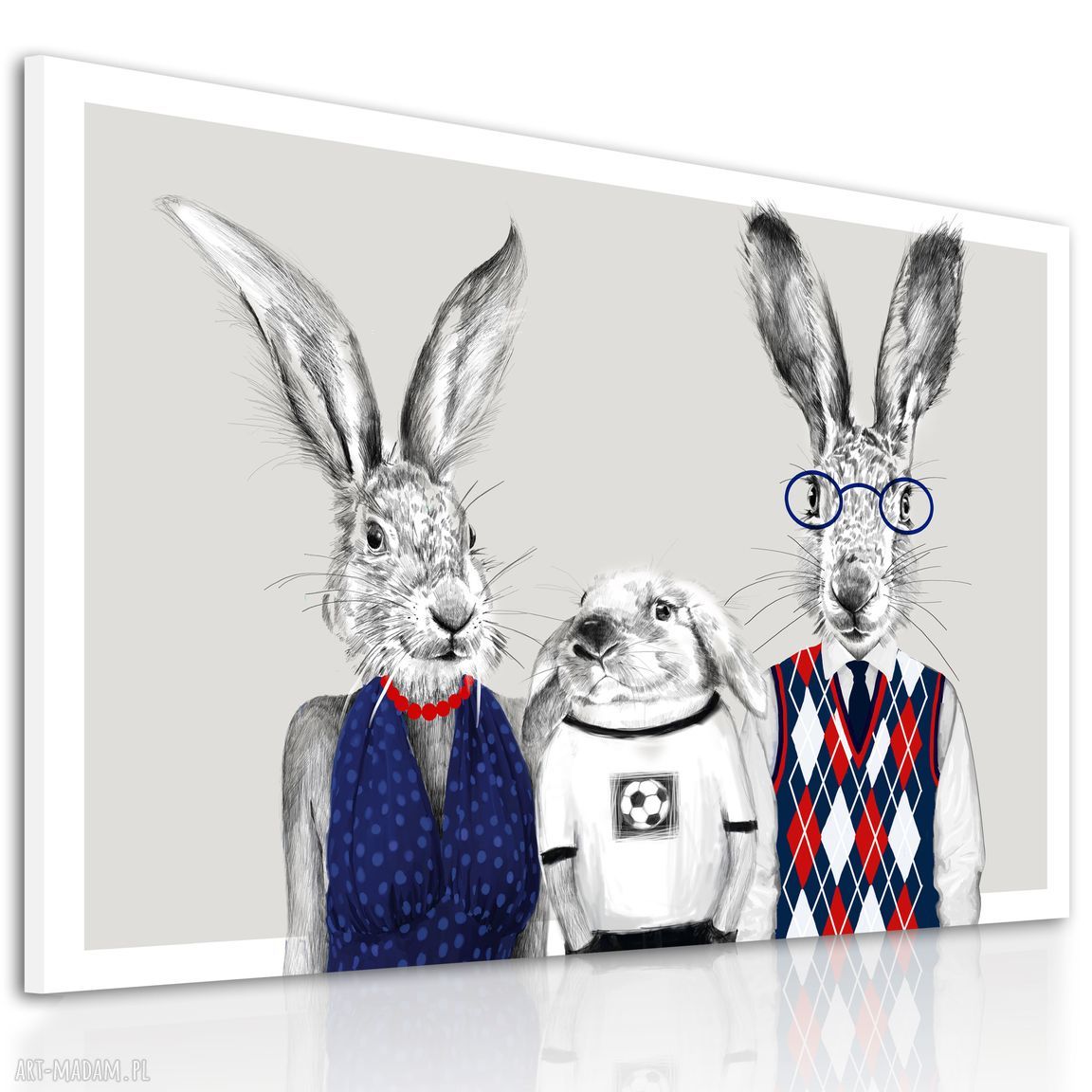 Obraz na płótnie 120x80 cm „Państwo zającowie z młodym” - wysyłka w 24 h