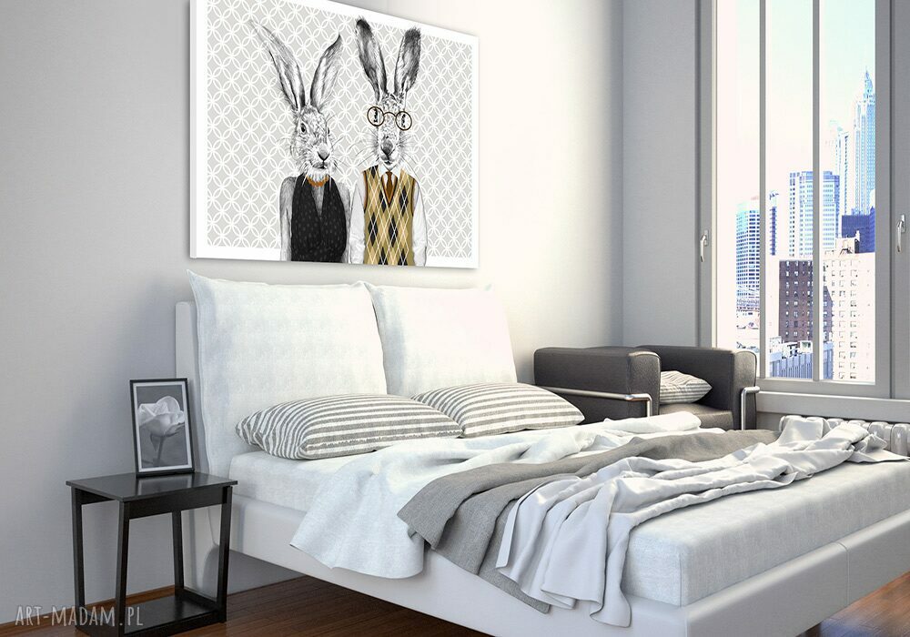 Obraz na płótnie 120x80 cm „Państwo Zającowie” - wysyłka w 24h