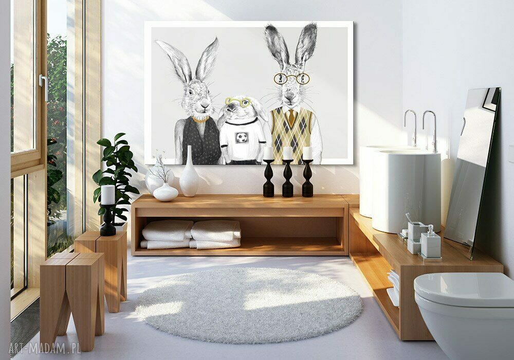 Obraz na płótnie 120x80 - Państwo Zającowie z Młodym