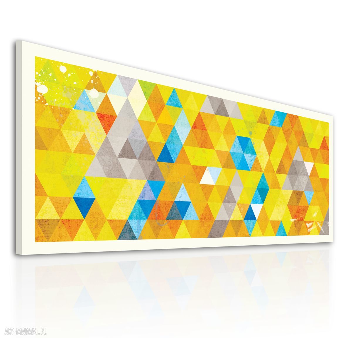 Żółty obraz na płótnie 147x60 cm - abstrakcja trójkątów 02107
