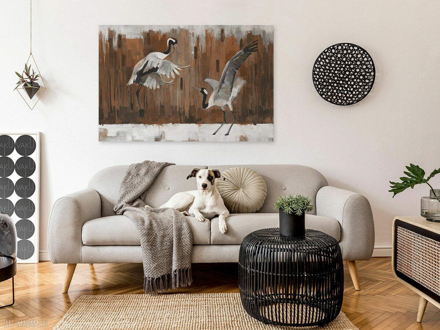 Obraz na płótnie Żurawie - taniec ptaków orientalny 120x80 cm