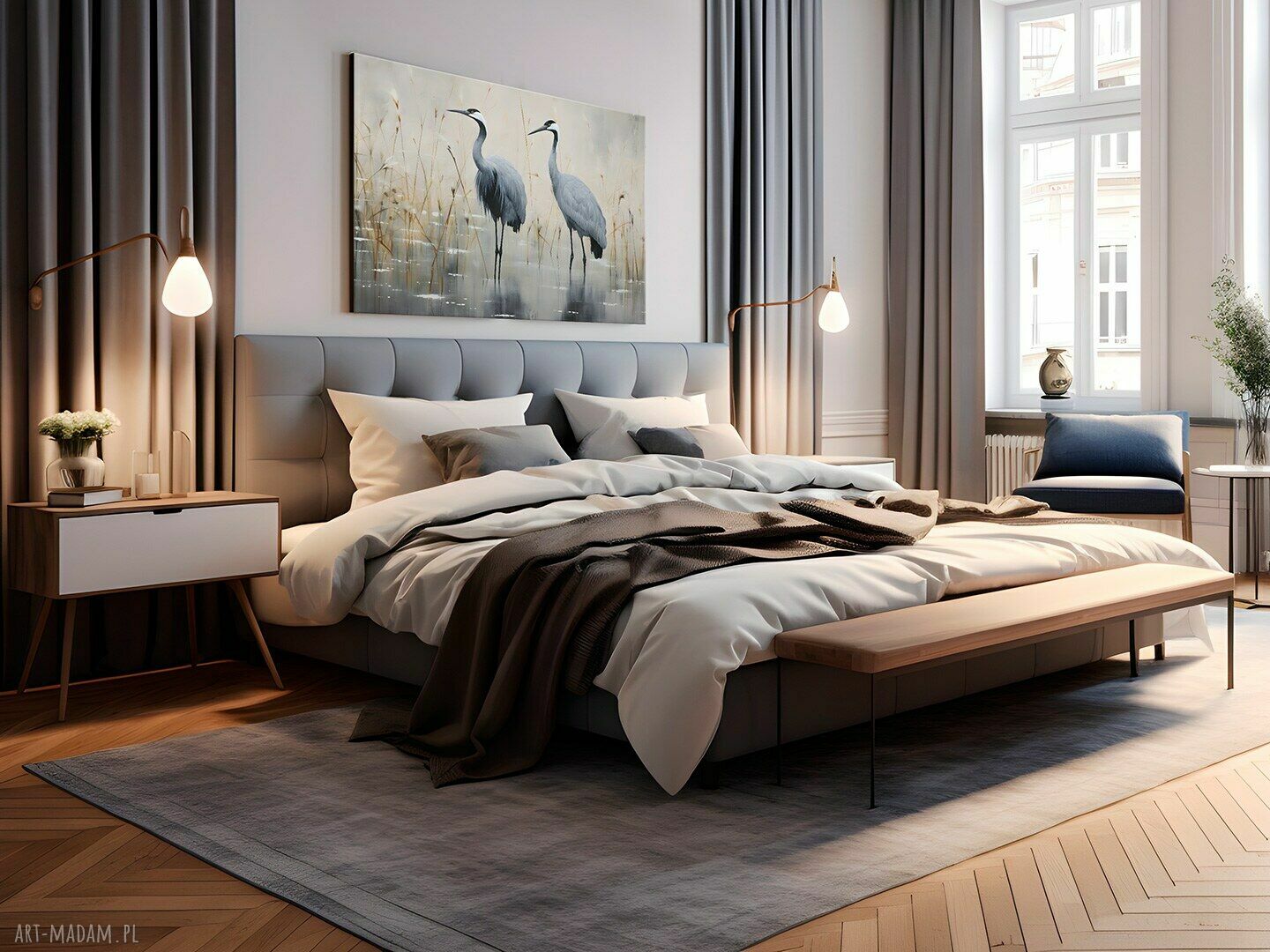 Obraz na płótnie Żurawie i czaple - elegancki 120x80 cm