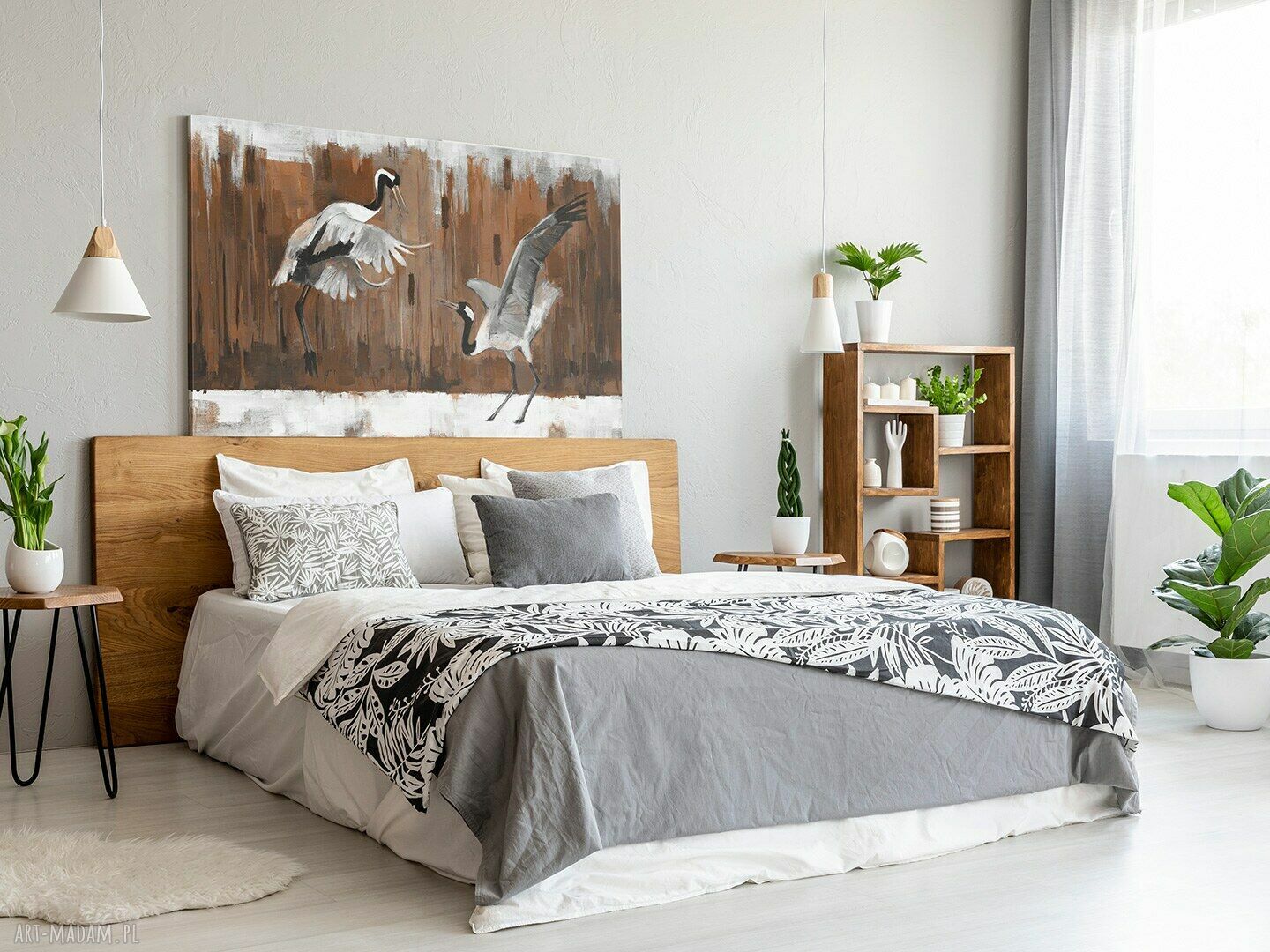 Obraz na płótnie Żurawie - taniec ptaków orientalny 120x80 cm