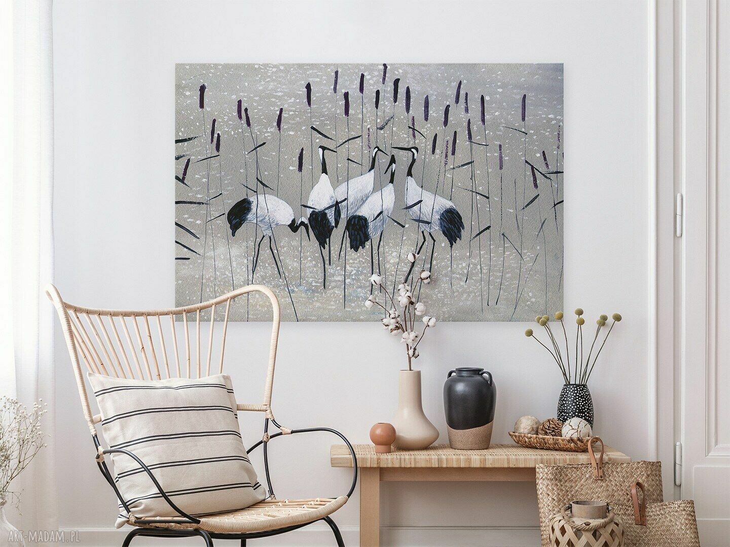Obraz na płótnie ŻURAWIE NAD WODĄ 120x80 cm 38201
