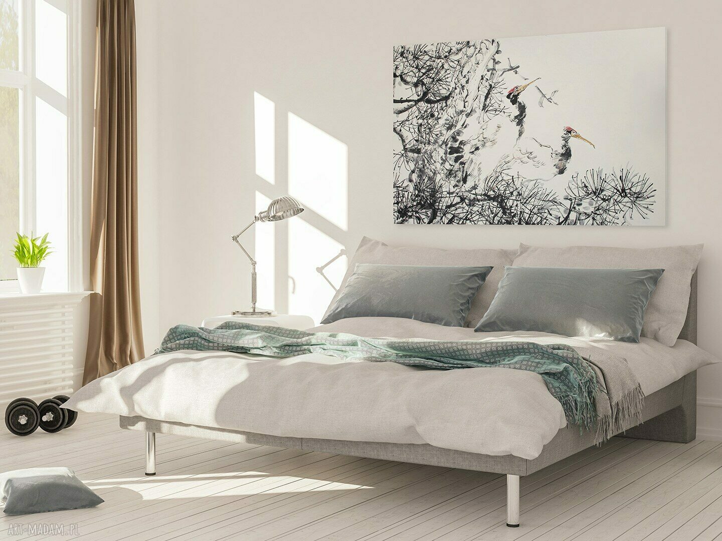 Obraz na płótnie - ŻURAWIE JAPONIA - 120x80 cm (61901)