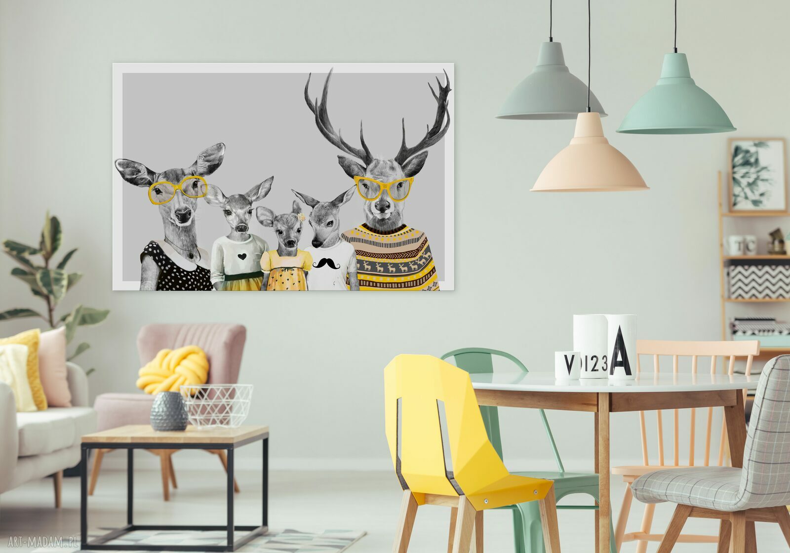 Obraz na płótnie 120x80cm - Rodzina jeleni 2 - wysyłka w 24h