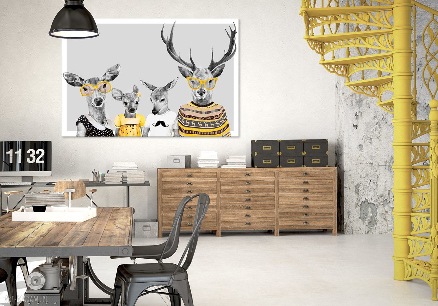 Obraz na płótnie 120x80 cm Rodzina Jeleni - rodzice, córka i syn