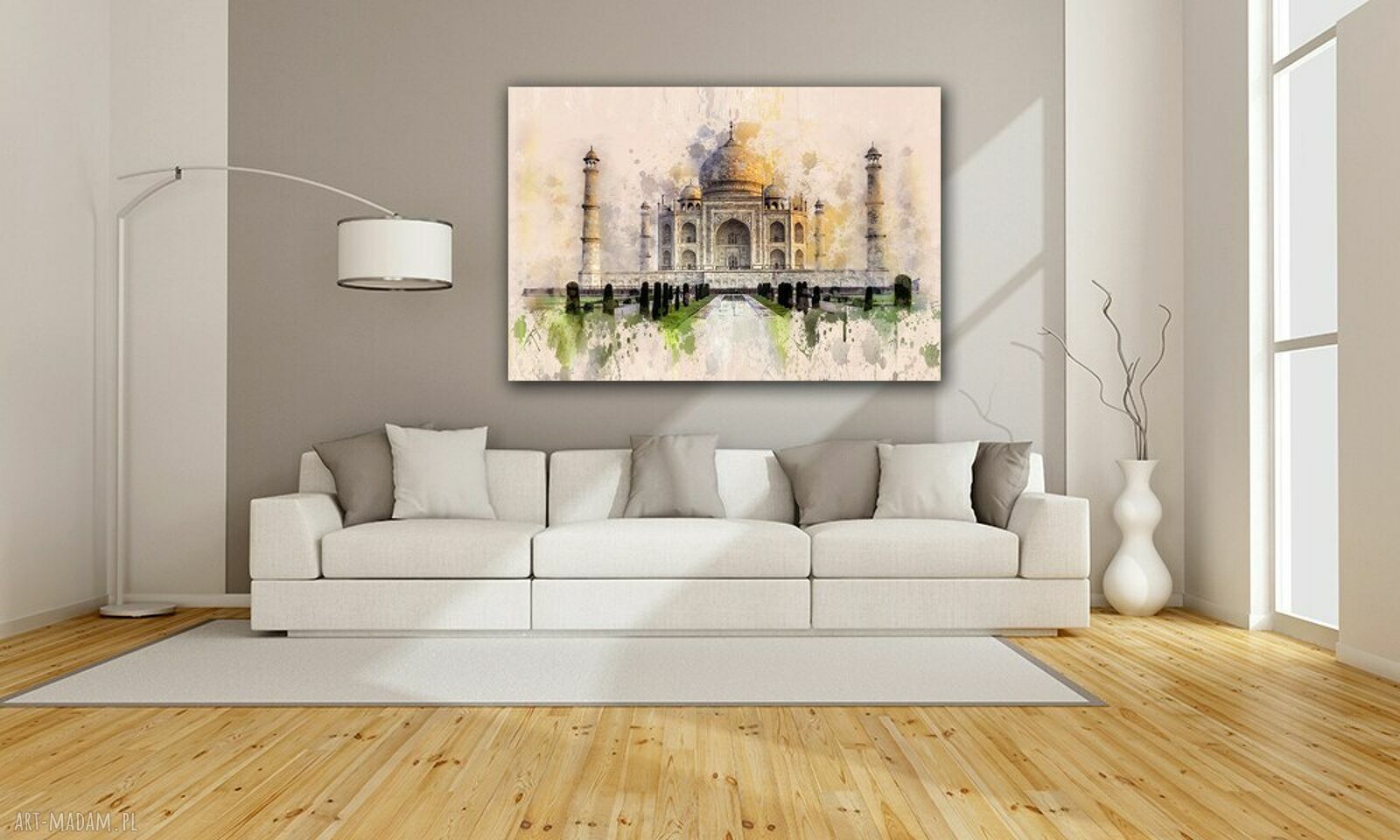Obraz na ścianę Taj Mahal 120x80 cm - akwarela i architektura Indii