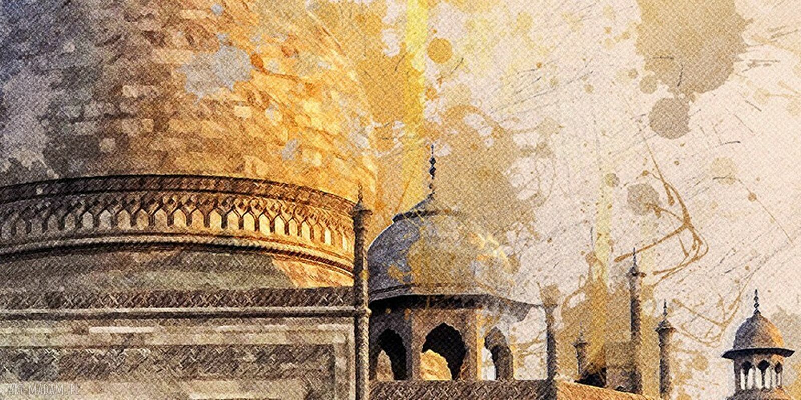 Obraz na ścianę Taj Mahal 120x80 cm - akwarela i architektura Indii