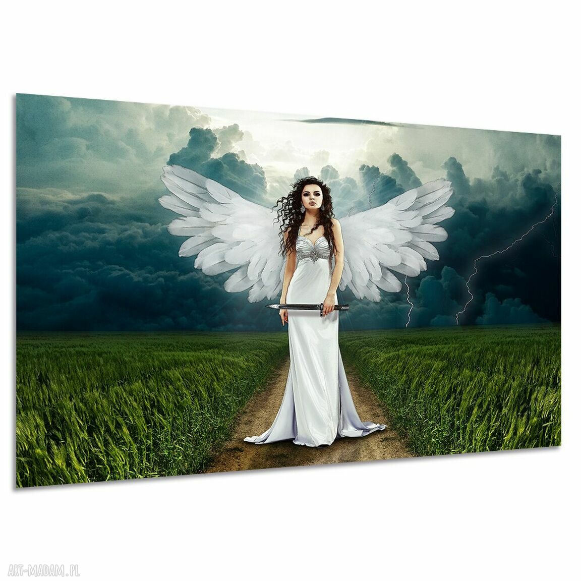 Obraz na płótnie Anioł Wojowniczka Fantasy 120x80 cm