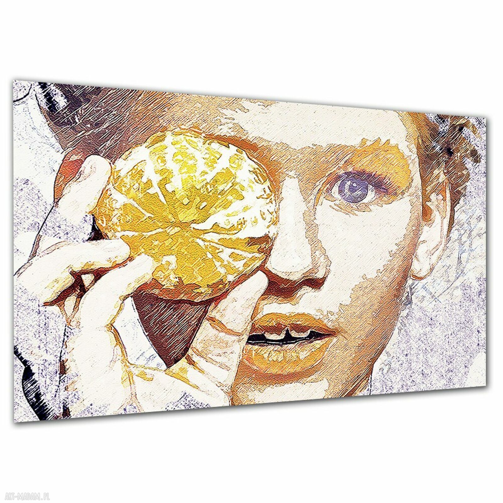 Obraz na płótnie Kobieta w stylu pop art - pomarańczowy portret 120x80 cm