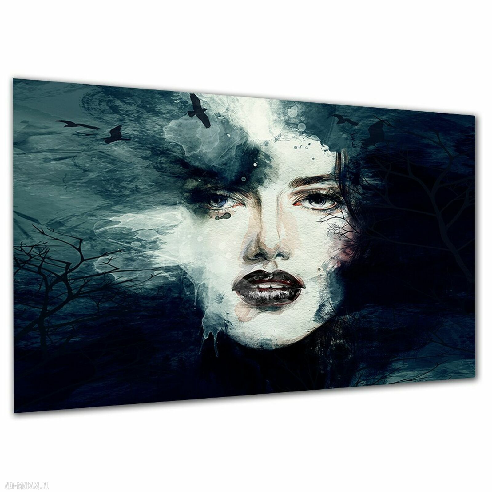 Mroczny obraz na płótnie Kobieta i ptaki 120x80 cm