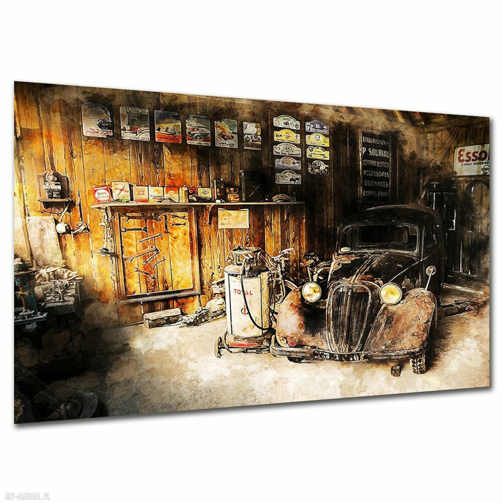 Obraz na ścianę do garażu - retro samochód 120x80 cm