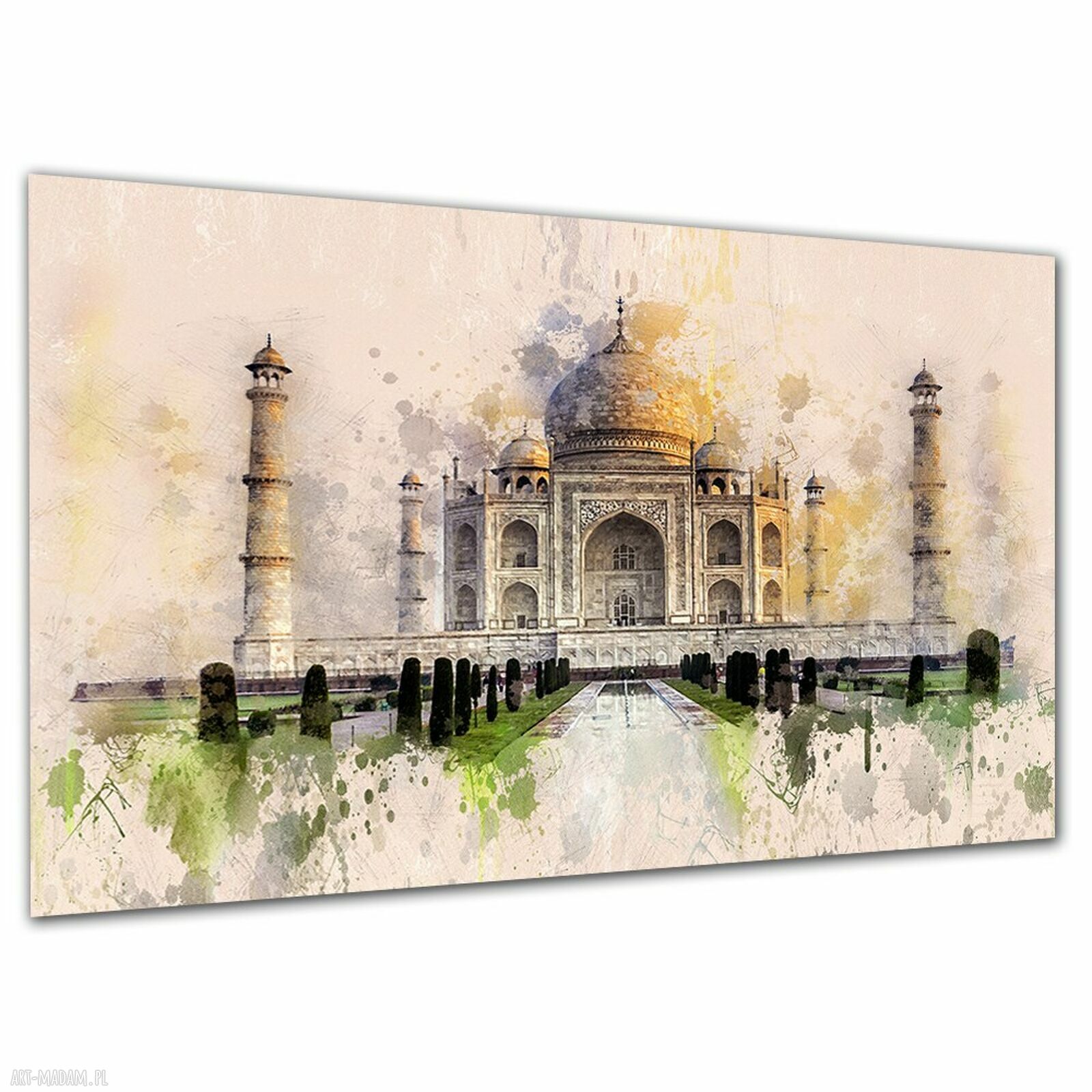 Obraz na ścianę Taj Mahal 120x80 cm - akwarela i architektura Indii