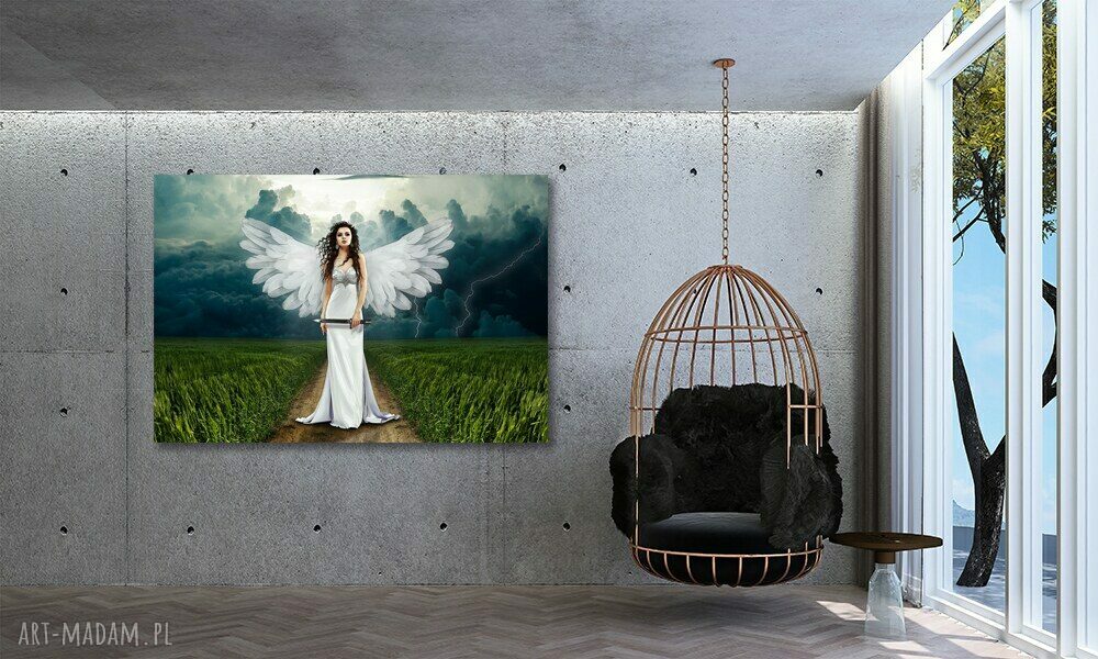 Obraz na płótnie Anioł Wojowniczka Fantasy 120x80 cm