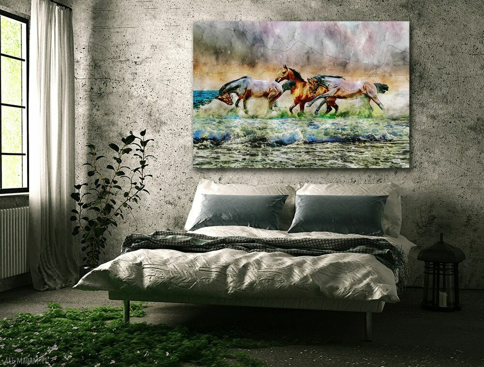 Obraz na ścianę z galopującymi końmi - 120x80 cm