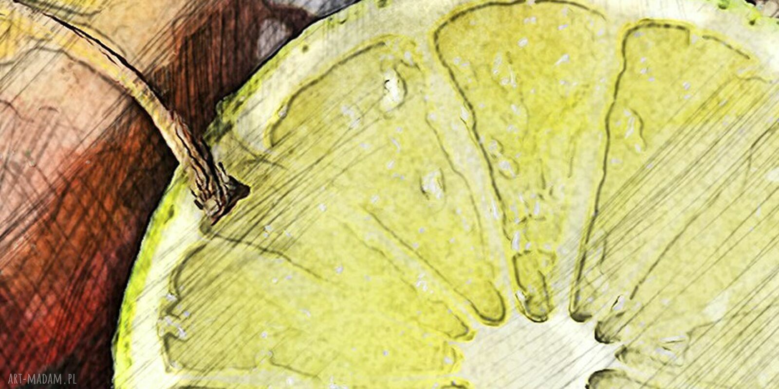 Obraz na ścianę do kuchni i jadalni - jabłka, limonka i granat