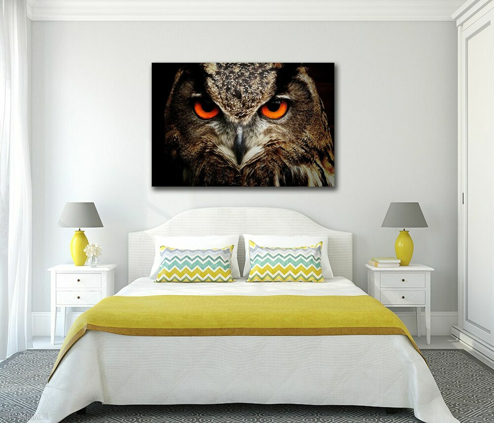 Obraz na ścianę z sową - makro oczu 120x80 cm