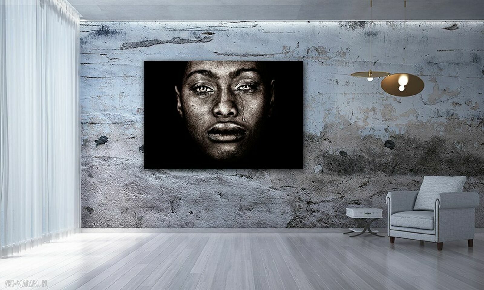 Czarno-biały obraz na płótnie z kobiecym portretem 120x80 cm