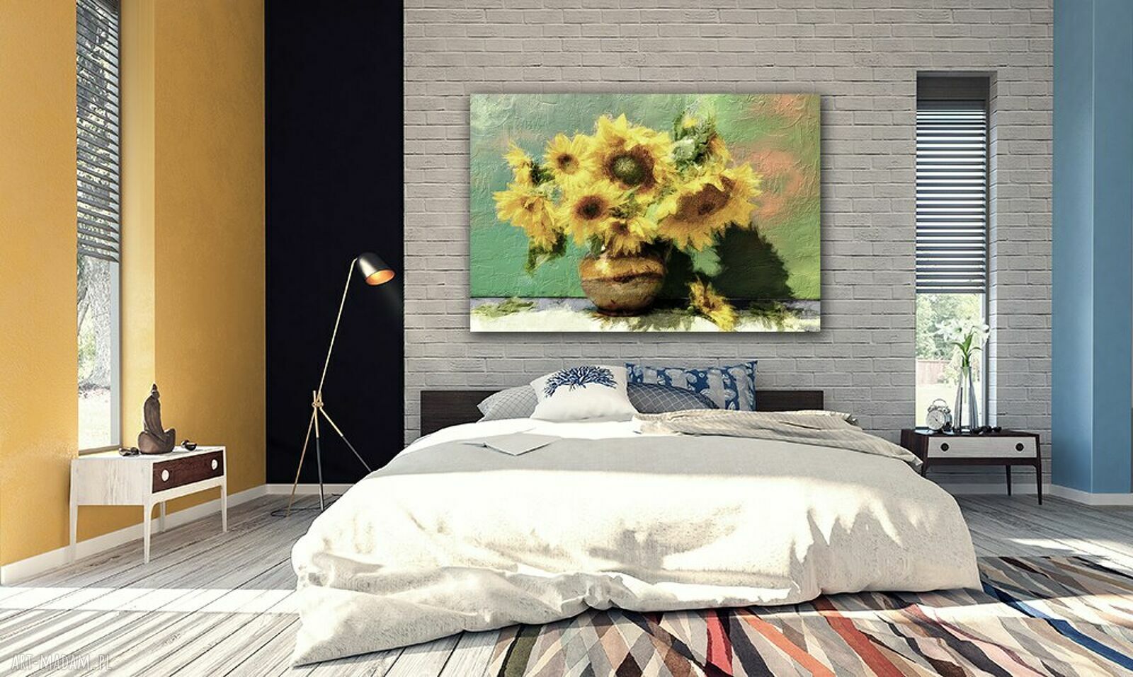 Obraz na płótnie Słoneczniki 120x80 cm - retro martwa natura