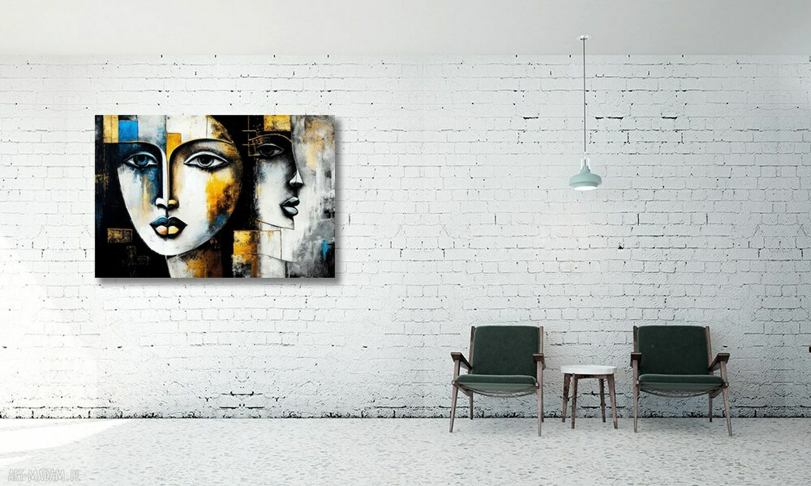 Obraz na ścianę Twarze 40 - spojrzenie, usta loft 120x80 (Premium canvas)