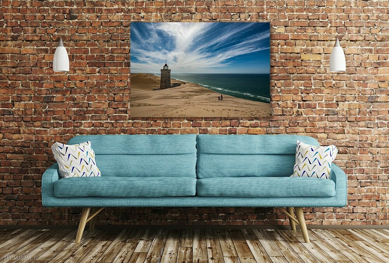 Obraz na ścianę PLAŻA 13 - latarnia morska, morze i wydmy 120x80 cm