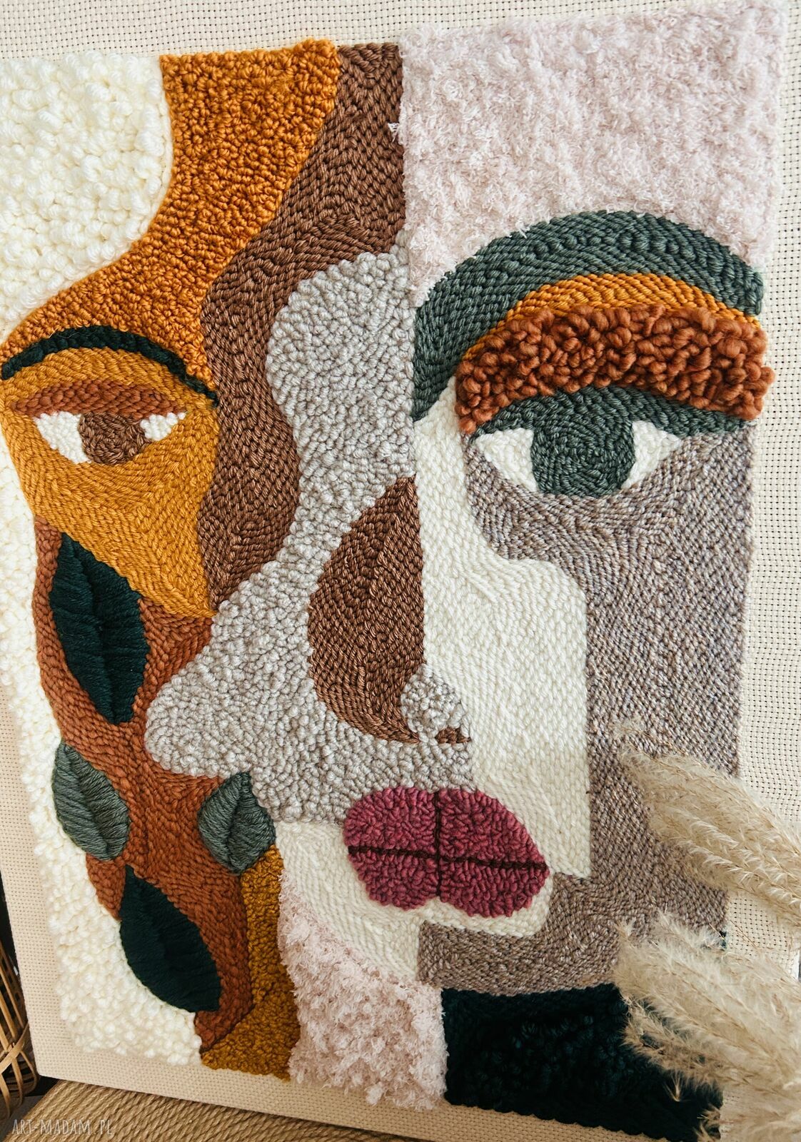 Boho obraz na ścianę 60x80 cm - punch needle 3D Sznurkowelove