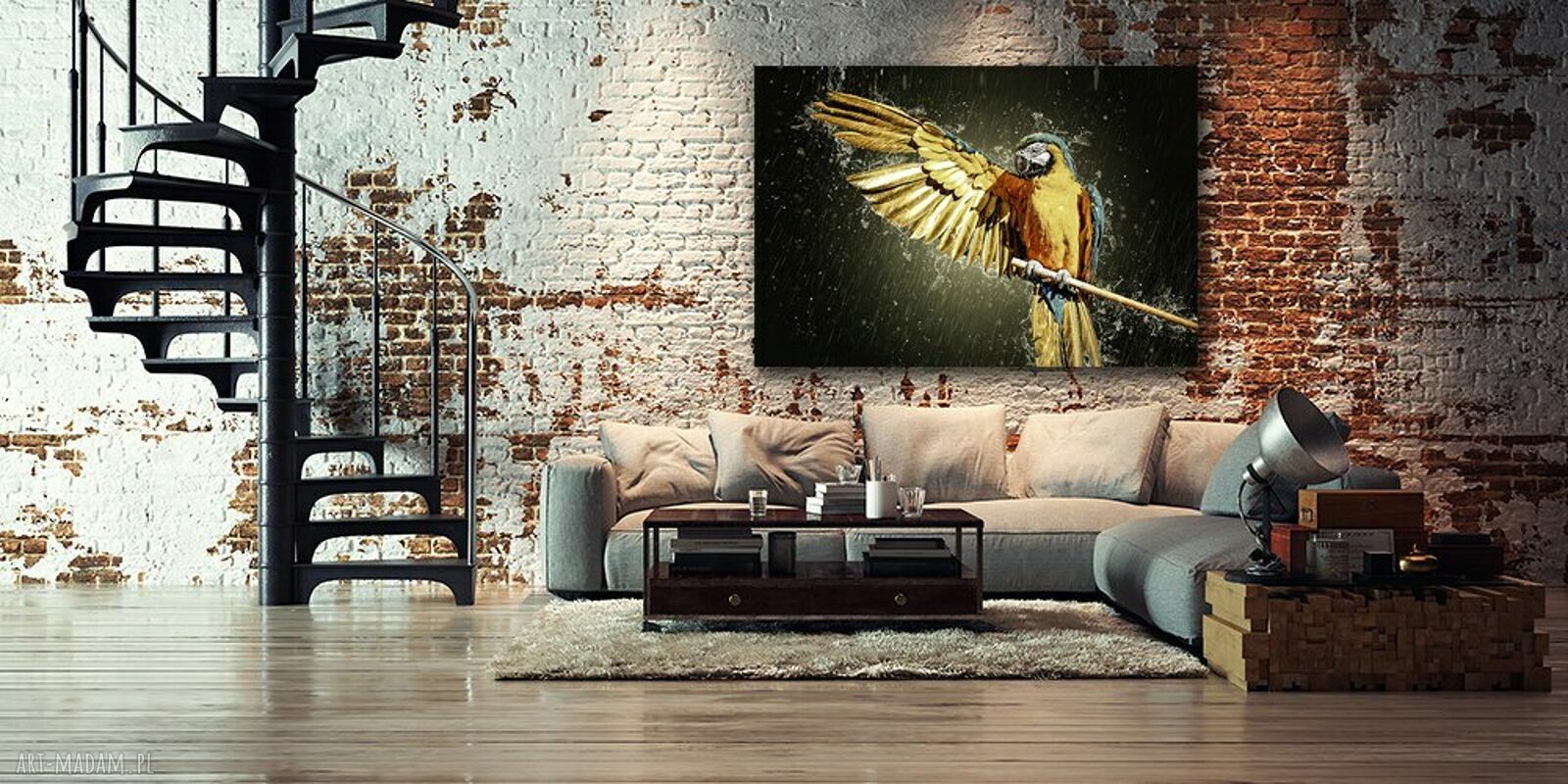 Obraz na płótnie z papugą arą 120x80 cm