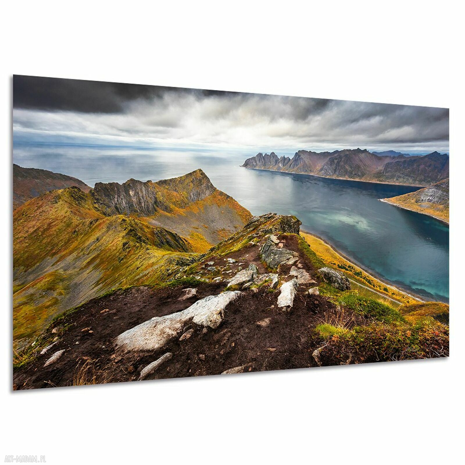 Obraz na płótnie NORWESKI FIORD 120x80 cm - pejzaż gór i morza
