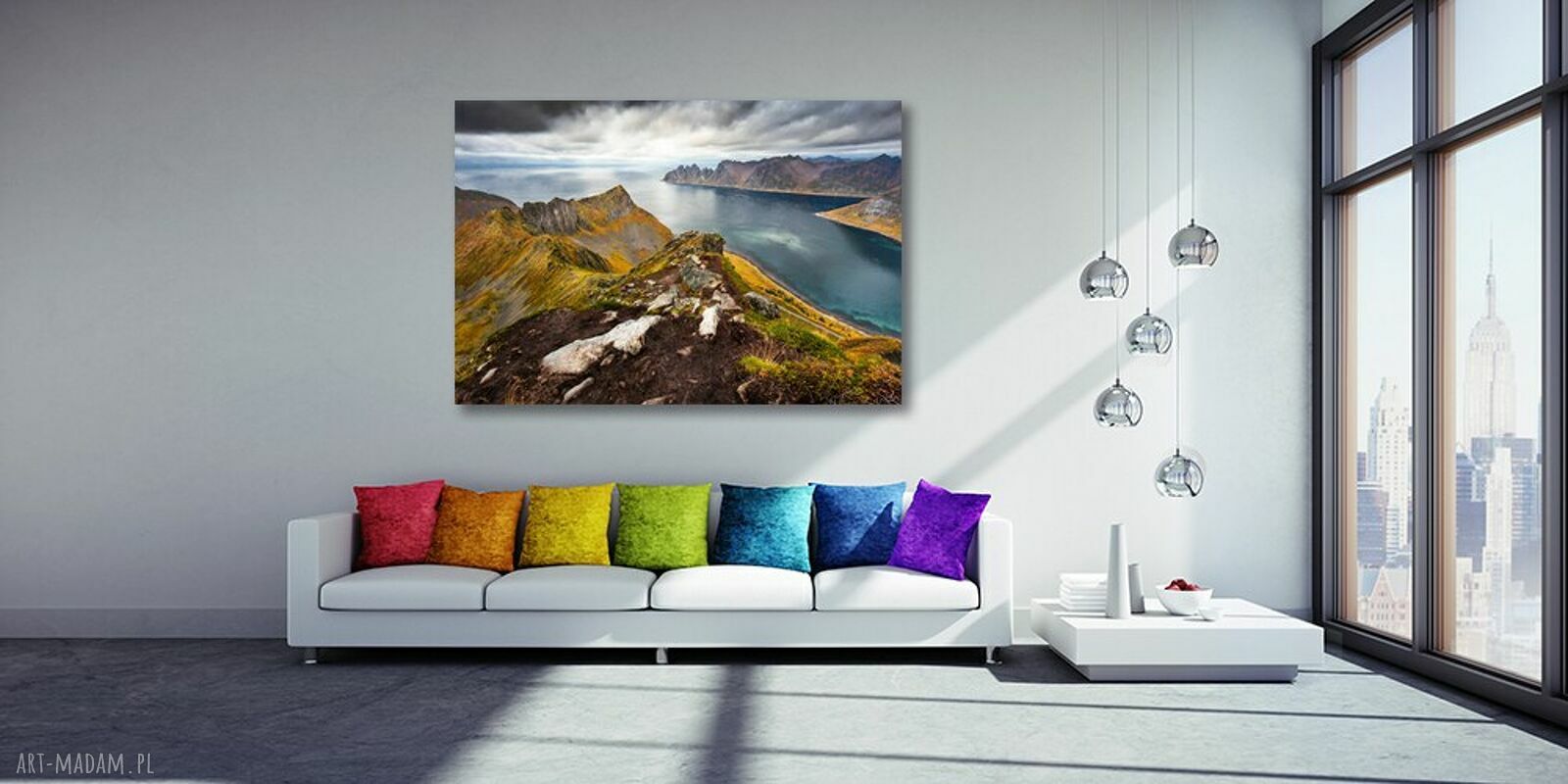 Obraz na płótnie NORWESKI FIORD 120x80 cm - pejzaż gór i morza