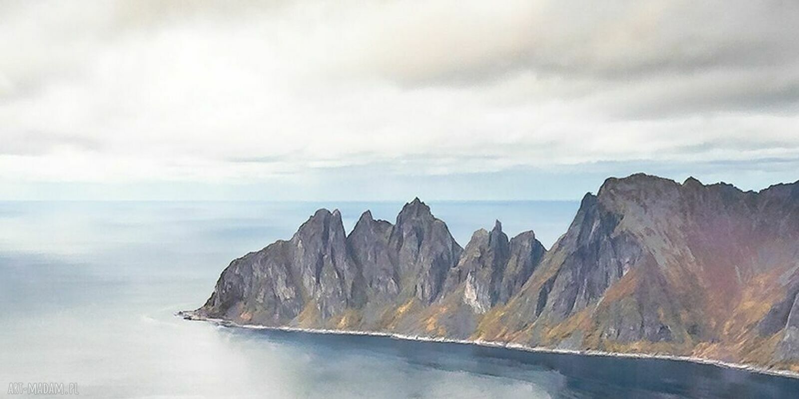 Obraz na płótnie NORWESKI FIORD 120x80 cm - pejzaż gór i morza