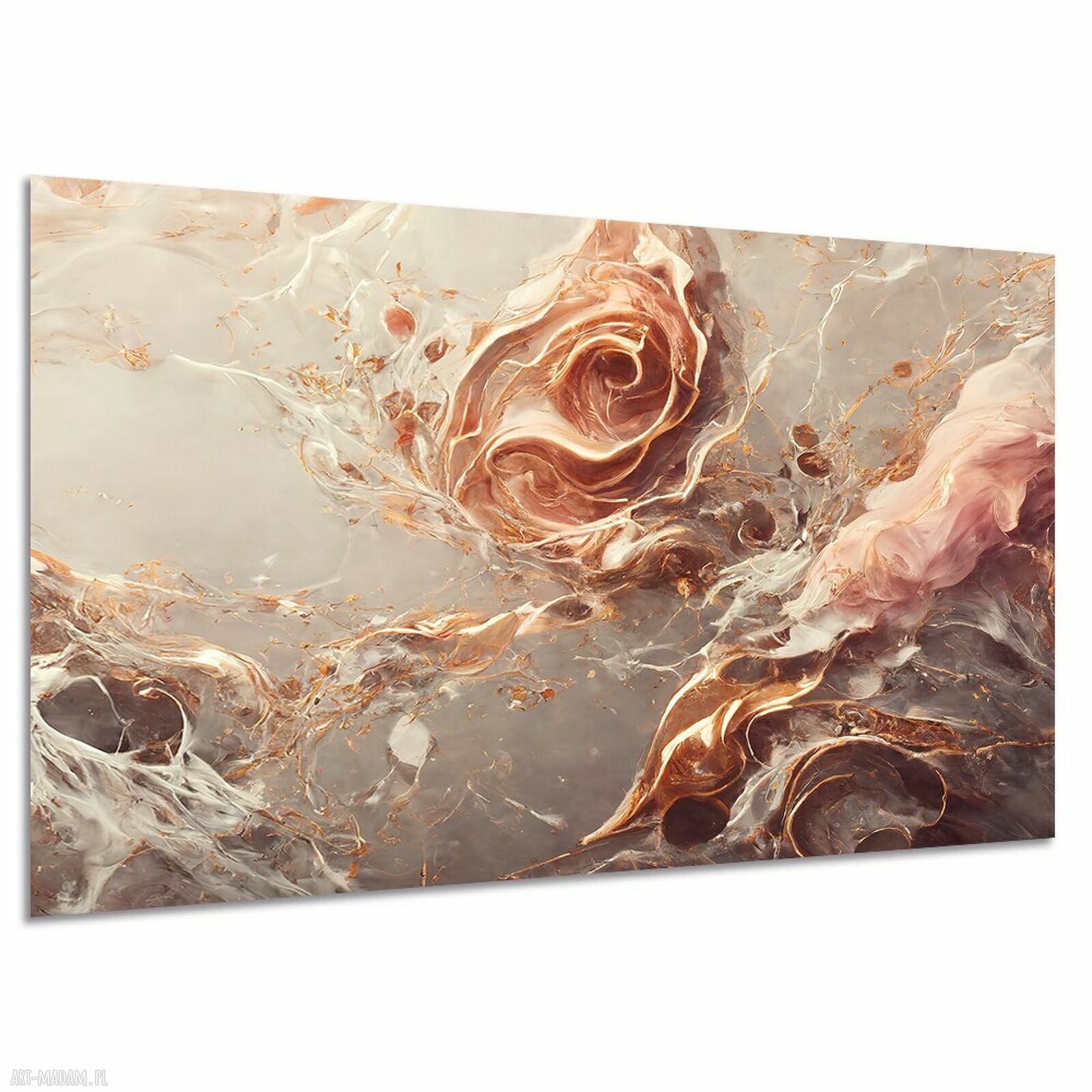 Obraz abstrakcyjny na płótnie 120x80 cm - fale w miedzianym beżu