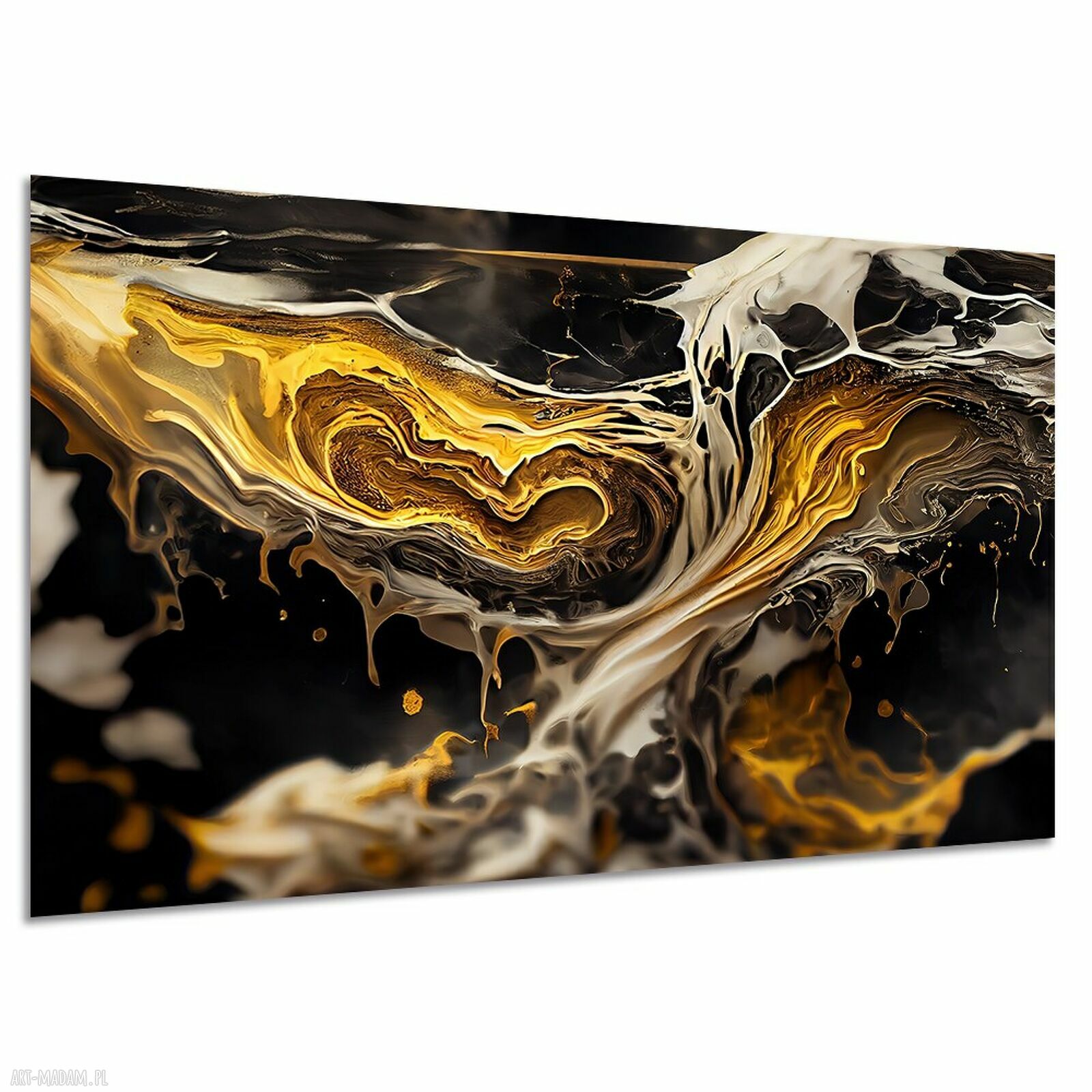 Nowoczesny obraz abstrakcyjny czarno-złoty glamour 120x80 cm