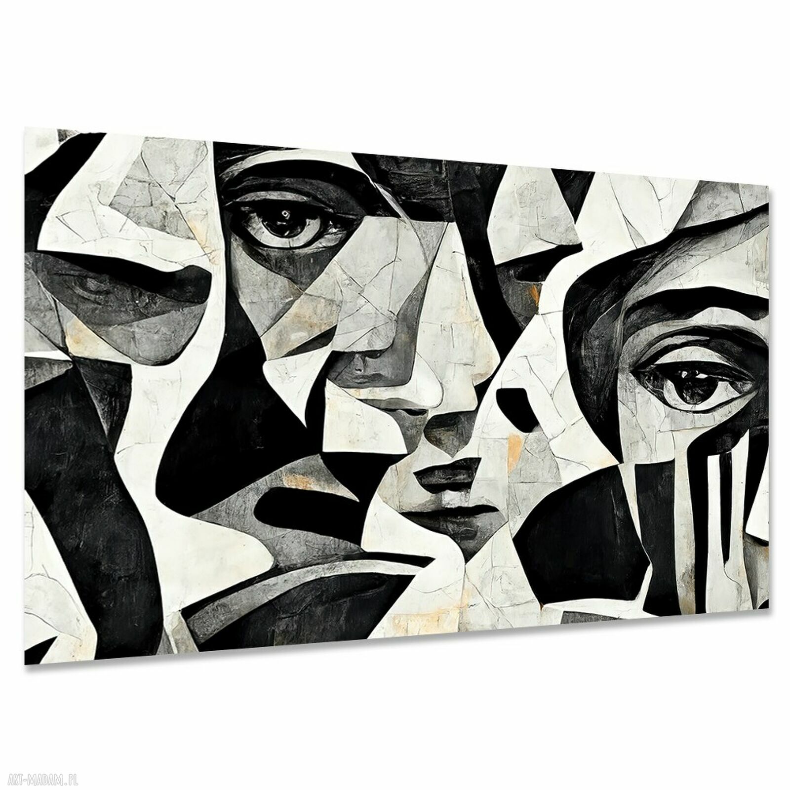 Nowoczesny obraz abstrakcja twarze 39 czarno-biały 120x80 - canvas loft glamour