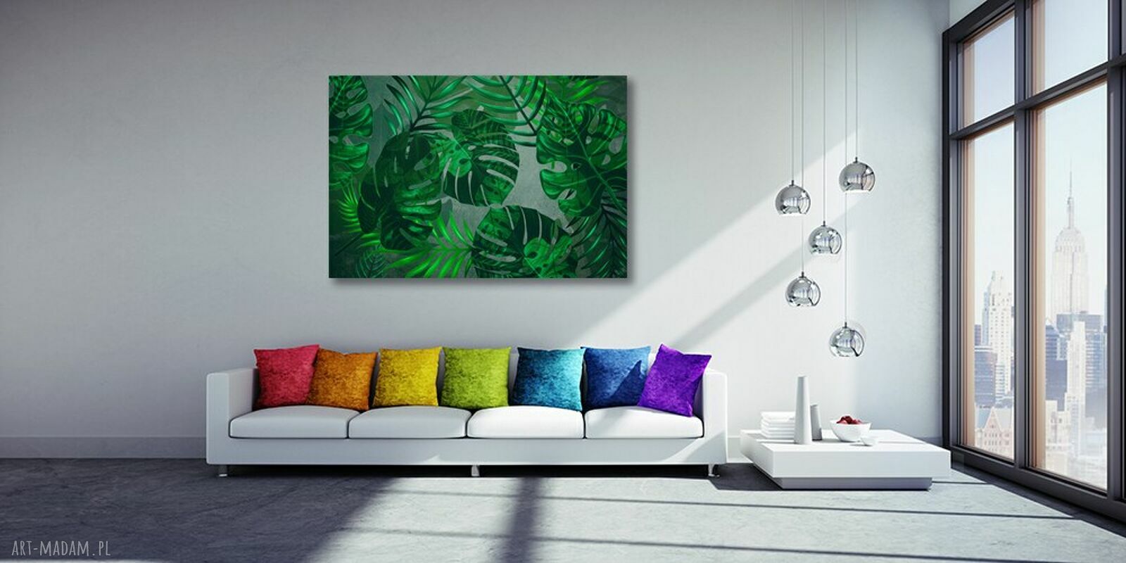 Obraz na płótnie z zielonymi liśćmi monstery 120x80 cm