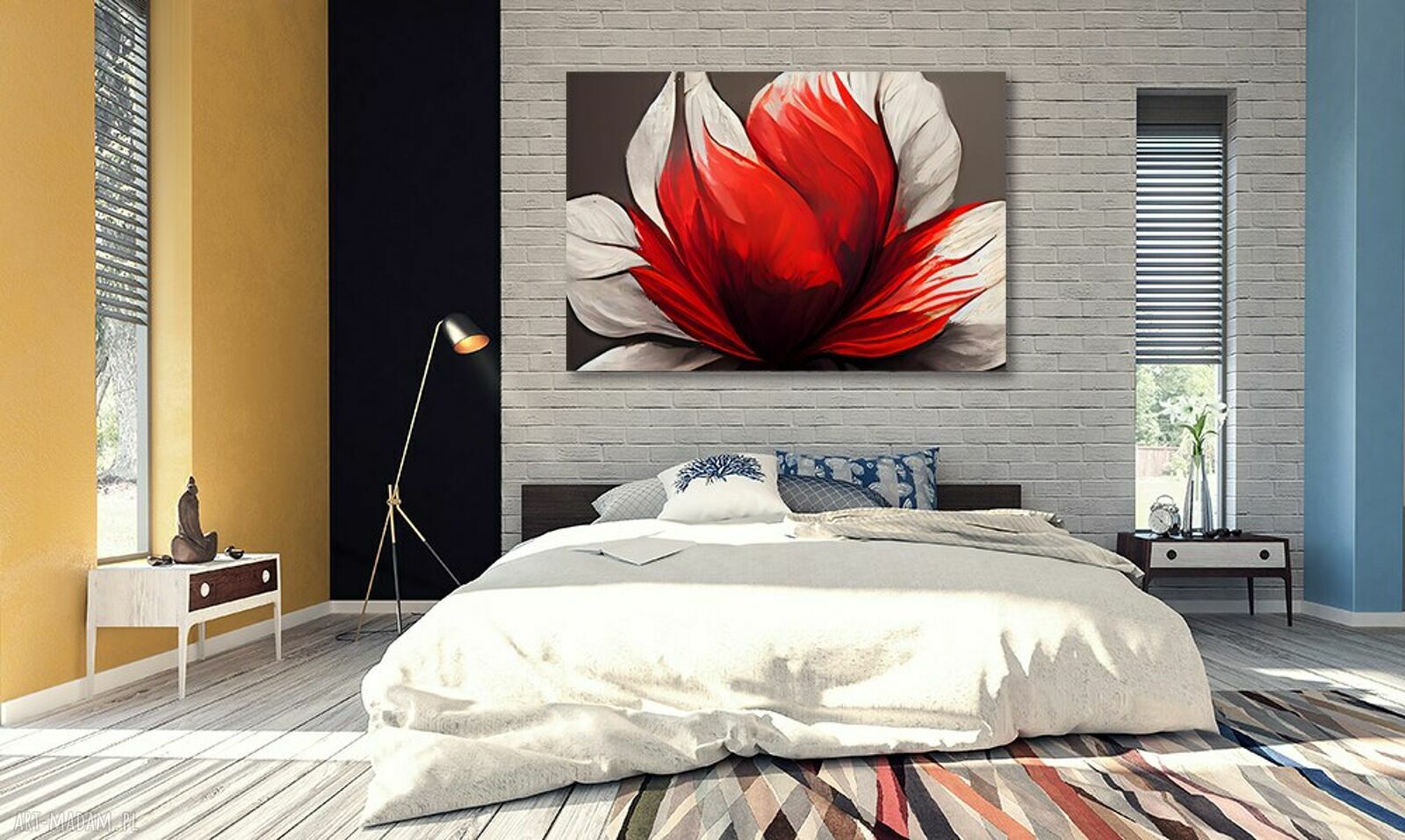 Nowoczesny obraz na płótnie z czerwonym kwiatem 120x80 cm