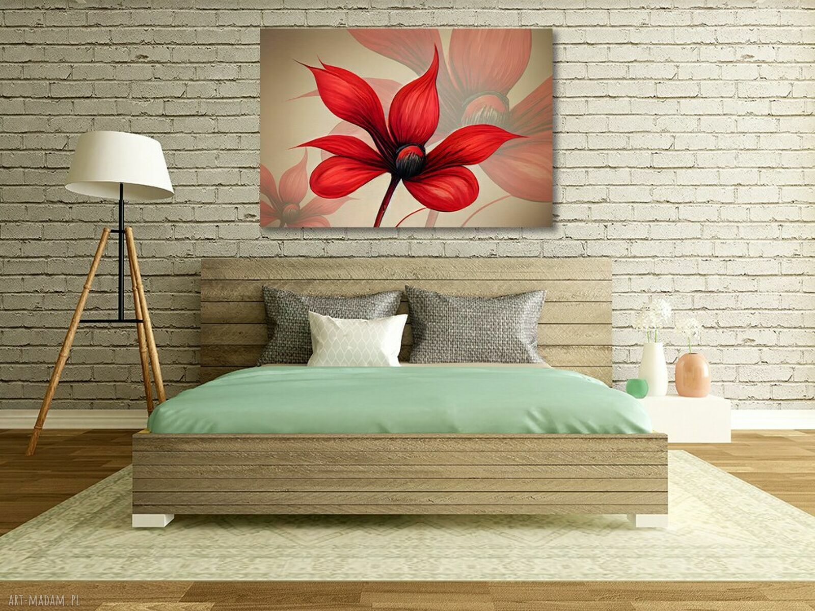 Nowoczesny obraz na płótnie z czerwonymi kwiatami 120x80 cm