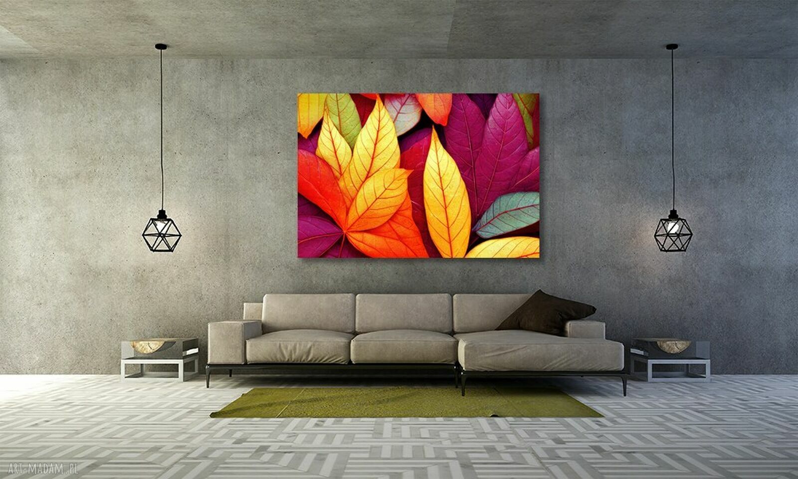 Nowoczesny obraz Jesienne liście 120x80 cm do salonu