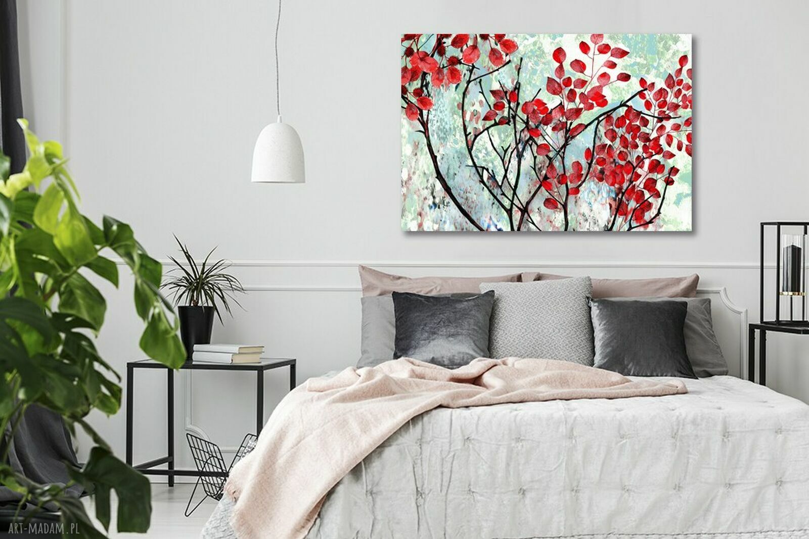 Obraz nowoczesny Czerwone liście 14 - abstrakcja 120x80 cm
