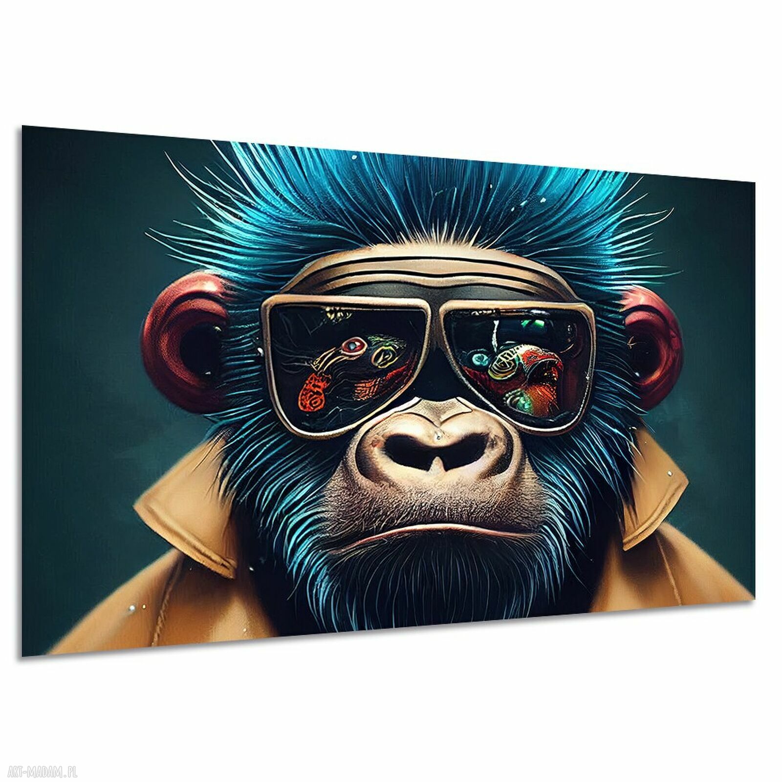 Nowoczesny obraz na płótnie z małpą w okularach 120x80 cm