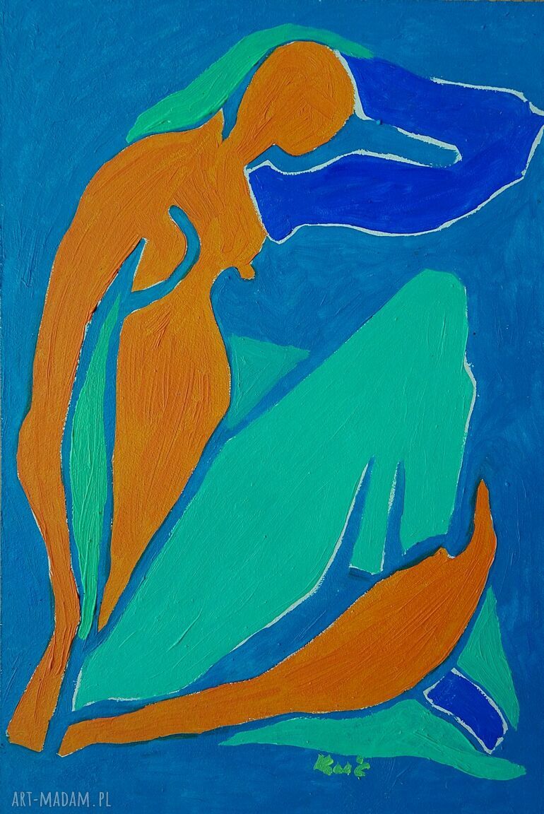 Obraz olejny Akt Naga Dama w stylu Matisse - ręcznie malowany A4