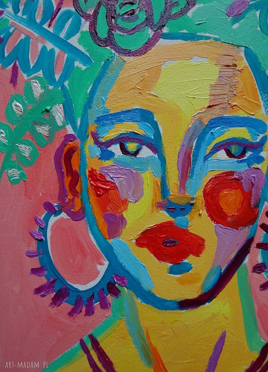 Portret kobiecy - obraz olejny sygnowany 21 x 29 cm