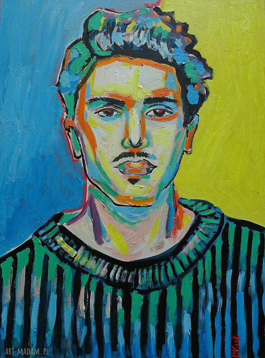 Obraz olejny Johnny Deep - fowizm, ekspresja i portret do nowoczesnego wnętrza