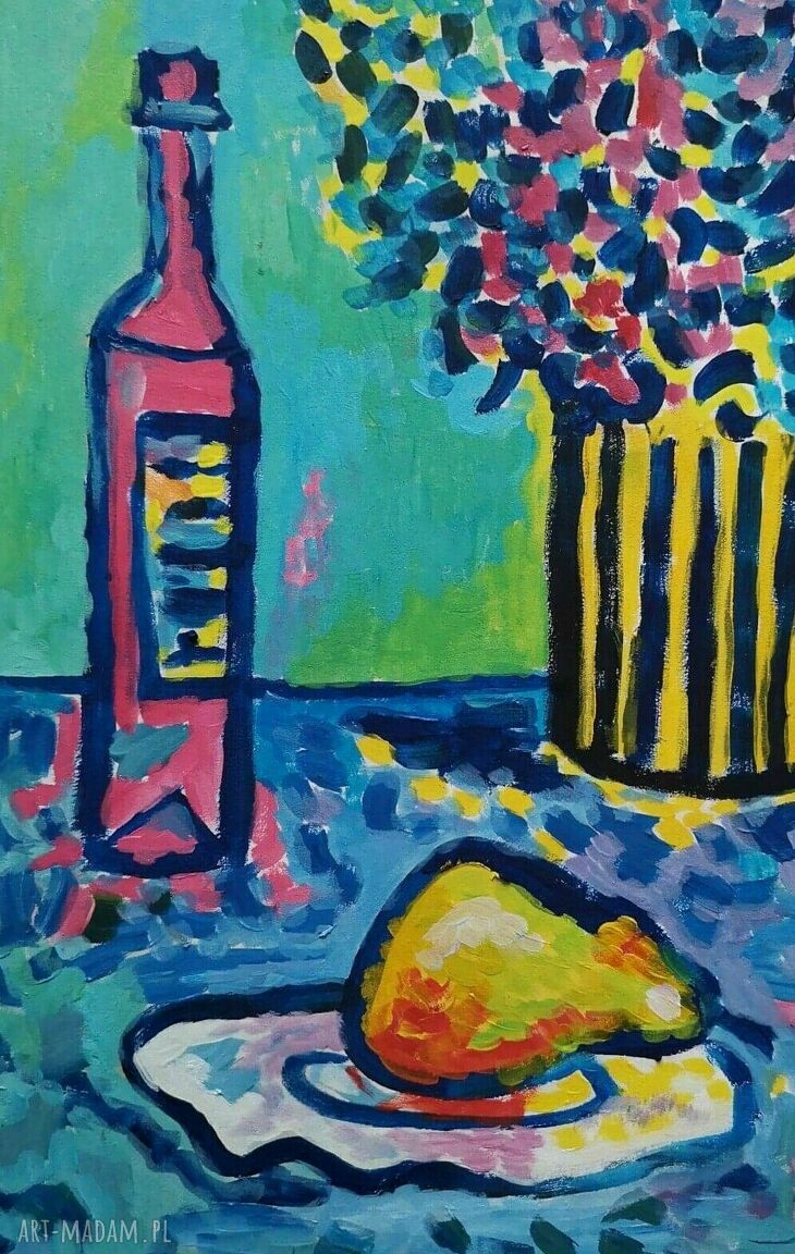 Obraz do salonu „Martwa natura bez lilak” - ręcznie malowany, 30x40 cm (edycja limitowana)