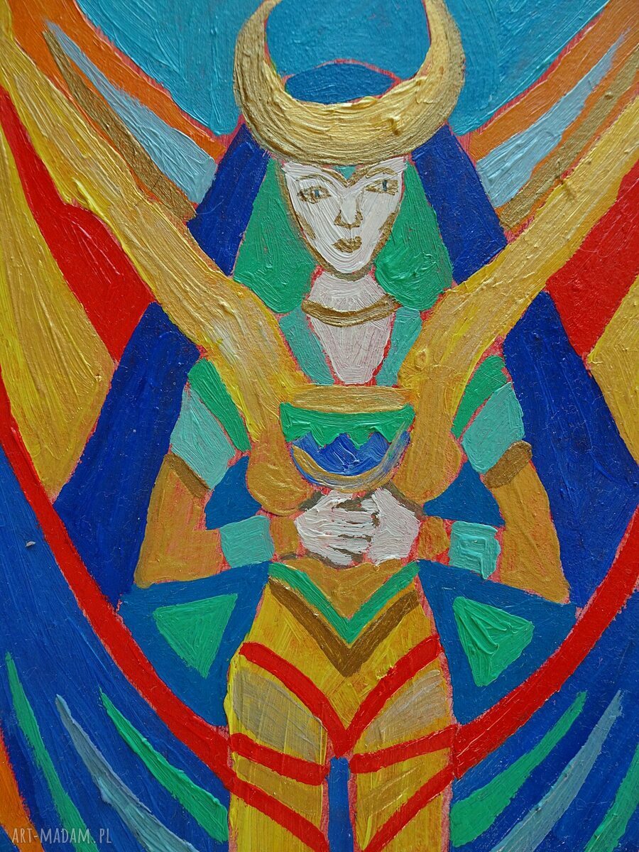 Obraz olejny - surrealistyczna kapłanka z kielichem (A4)
