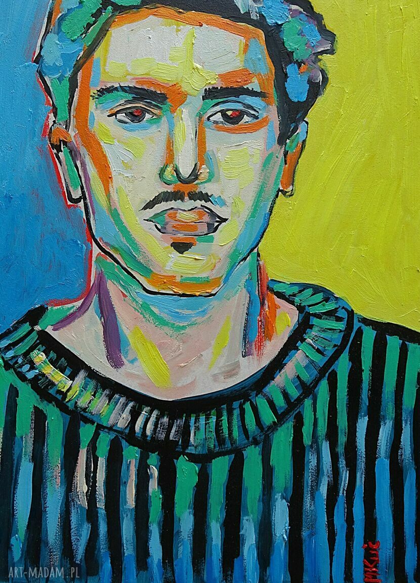 Obraz olejny Johnny Deep - fowizm, ekspresja i portret do nowoczesnego wnętrza